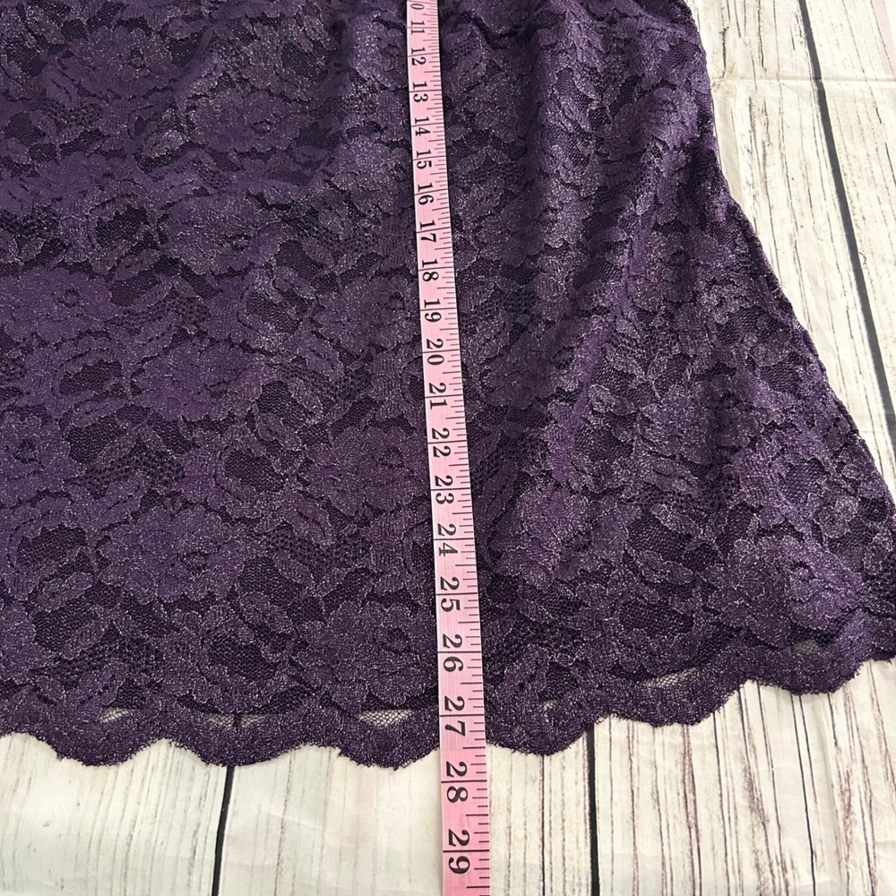 Catherines Purple Floral Lace Shimmer Tank Top Blouse Plus Sz 24W Scalloped Hem - Picture 7 of 7